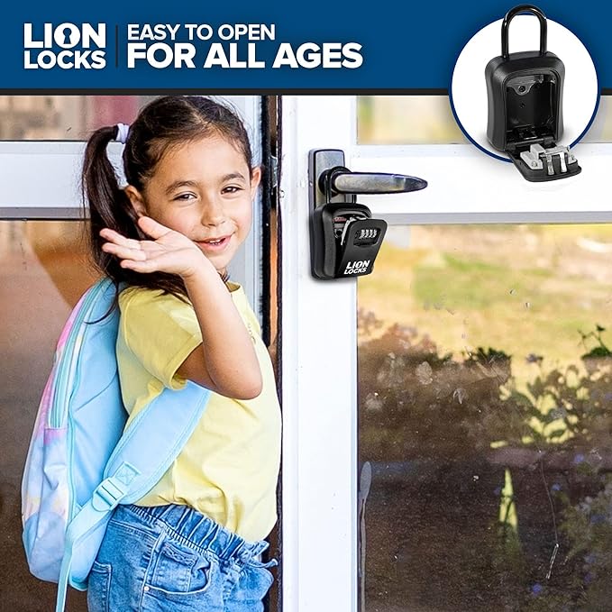 Lion Locks Lock Box for Keys, 6 Pack Black - Secure Key Safe Solution with Combination Lock for Homes, Real Estate, Businesses, Gyms, Schools