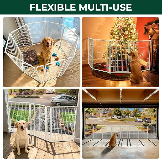 FXW Dog Gate Extra Wide Designed for Indoor Use, Adjustable Width Up to 55-inch Wide (40" H 2 Wire Panels for Medium and Large Dogs), White