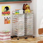 Giantex Rolling Storage Cart with 10 Drawers, Utility Cart with Tabletop, Drawer Organizer with Wheels for Craft Art Paper Tool, Mobile Organization & Sorting for Office Home School School Supplies