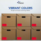 Perco Red Labels 3x5 Inch 500 Stickers/Roll with Easy Peel Perforation and Strong Adhesion for Inventory Management, Color Coding, Moving Boxes, Retail, Organizing & Crafts – Made in USA