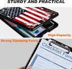 Side Opening Clipboard with Storage and Pen Holder, Large Capacity Heavy Duty Clip Board, American Flag Design for Teachers and Nurses