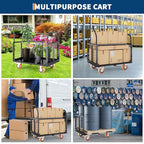 6in1 Foldable Platform Truck Cart with Cage Platform Truck,1800lbs Push Cart Dolly Capacity Flatbed Hand Truck Dolly Cart Multipurpose for Grocery, Laundry, Garage, Warehouse (Black)