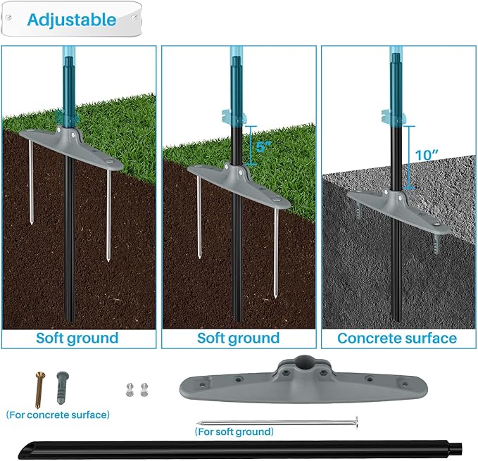 Patio 6' x 122' Outdoor Privacy Screen Freestanding Temporary Fence Panels Net Cover with Metal Poles for Outside Backyard Pool Garden Air Conditioner Fencing, Light Gray