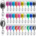 Laumoi 80 Packs Retractable ID Badge Holder Name ID Badge Reel Clips Keychain with Belt Clip and Key Ring for Office Worker Doctor Nurse Employee (Transparent Multicolor)