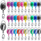 Laumoi 80 Packs Retractable ID Badge Holder Name ID Badge Reel Clips Keychain with Belt Clip and Key Ring for Office Worker Doctor Nurse Employee (Transparent Multicolor)