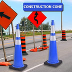 BESEA 6Pack 36” inch Traffic Cones Blue Road Parking Cones Construction Safety Cone Structurally Stable for Traffic Control(Blue Color)
