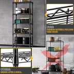 1250 lbs 5 Tier Shelf Metal Storage Shelves Wire Rack Closet Organizers for Garage Kitchen Bathroom Laundry Black 11.8" D x 23.6" W x 59.5" H