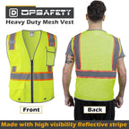 High Visibility Mesh Safety Vest with Dual Tone Reflective Strips, 8 Pocket and Zipper ANSI/ISEA Standards, Safety Vest For Men & Women (Yellow, L)