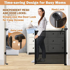 120" Extra Wide Retractable Baby Gates Mesh Gate, Long Retractable Dog Gate for Large Opening, 42" Extra Tall Child Safety Gate Pet Gate with Support Rods for Stairs Hallways Doorways Indoor Outdoor
