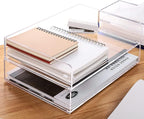 Paper Tray Organizer Clear Acrylic Desk Organizers and AccessoriesOffice Supplies Organization Stackable File Holder-Art Storage for School Classroom Workspace Letter Tray-2 Pack/2 Tier…