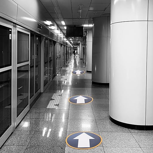 5PCS Arrow Floor Stickers Removable Adhesive Directional Sign Floor Decal Waterproof Arrow Marking Vinyl Sign Non-Slip Removable Reusable Safe Road Instructions Sticker for Floors Wall Applications