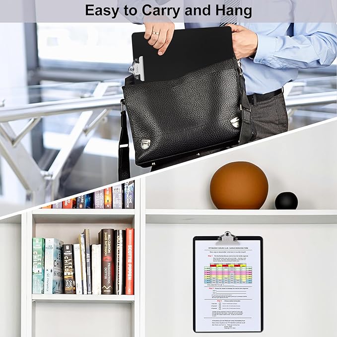 ZCZN Metal Clipboard, 12 Pack Heavy Duty Aluminum Clipboards 12 x 9 Inches, A4 Letter Sizer Document Holder with High Capacity Clip, Suitable for School, Office, Jobsite or Medical Staff, Black