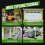 RoadHero 45 Inch Delineator Post with Base, Portable Lime Green Traffic Delineator Posts Cones with Reflective Collars for Parking Lots, Road Safety, Construction Events (6 Pack)
