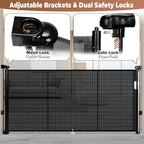 55" Retractable Baby Gate Extra Wide, 41" Tall Retractable Dog Gate for Stairs, Doorways, Decks, Mesh Gate Long Child Gate Pet Gate for Indoor, Outdoor, with Reinforced Mesh Rods, Dual Locks