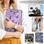 Clipboard with Storage,Office Supplies Nursing Clipboards Folder with Pen Holder Plastic Storage ClipBoard Foldable for Teacher Nurse,Sage Butterfly