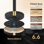6 Pack Black Gold Stanchions with 4 Black Velvet Ropes, Crowd Control Barriers with Sand Weighted Bases, Stainless Steel Posts for Wedding, Party, Event, Theater Queue Line