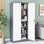 Metal Tool Storage Cabinet,Lockable File Cabinet with 2 Doors and 5 Adjustbale Shelves,Tall Cabinets for Garage Storage Systems for Home Office,Garage,Workshop
