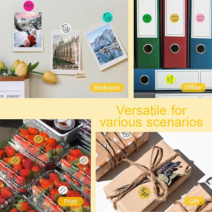 1 Inch Circle Dot Stickers 1000 PCS Color Coding Thermal Labels Dots Writable Printable Small Round Stickers for Office, Classroom, Inventory, Garage, Organizing Storage, Gold
