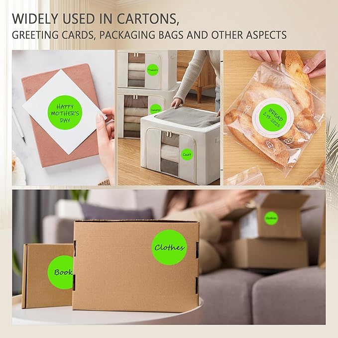 PARLAIM 3" Diameter Round Light Green Color Coding Sticker, 4 Rolls 2000PCS Circle Dot Label,Permanent for Inventory Box Labeling