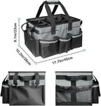 Boczif Cleaning Caddy Bag Wearable, Supplies Organizer With Handle, Shoulder Straps & Detachable Divide, Tool Organizers Tote for Cleaners & Housekeepers (Grey)