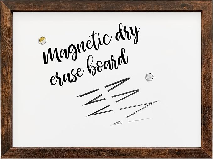 Loddie Doddie Magnetic Dry Erase Whiteboard for Wall - 18" x 24" Rustic Wood Frame with Built-in Marker Tray - Dry Erase Board - Magnetic Board
