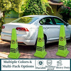 BESEA Reserved Parking Cone 6 Pack, 28" No Parking Sign Cone with Weighted Base, Green 4-Sided “ Reserved Parking” Warning Cone for Driveways Business Parking Lots Garages Indoor/Outdoor