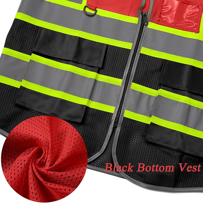 BeautyWill Custom Logo 10/20 Pack Safety Vest Class2 High Visibility Vest with Pockets Breathable Construction Vest Bulk