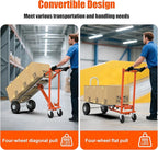 3 in1 Convertible Hand Truck, Folding Aluminum Hand Trucks 880lb Load Appliance Dolly, Heavy Duty Dolly Cart Converts Platform Cart, Portable Cart Luggage,Travel,Moving,Shopping,Office Use (Orange)