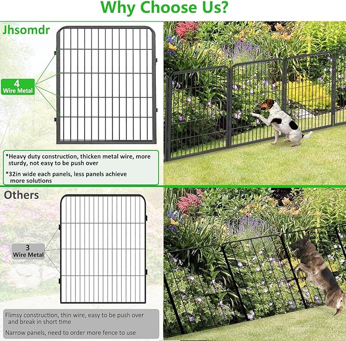 Decorative Metal Garden Fence with Gate, 32in(H) x 64Ft(L) No Dig Fence 24 Panels Fencing for Dogs Animal Barrier Fence Garden Fencing for Yard, Patio, Flower Bed
