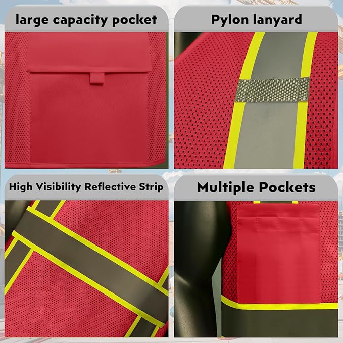 BeautyWill 10/20 Pack Custom Logo Safety Vest,Bulk High Visibility Class 2 Reflective Work Vests