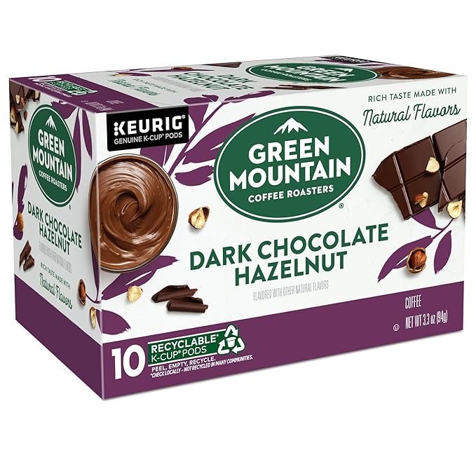 Green Mountain Coffee Roasters Dark Chocolate Hazelnut Coffee, Keurig Single Serve K-Cup Pods, 10 Count