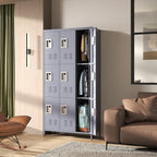 72" Tall Emplyee Locker with Shelves and Hooks 9 Doors Steel Sports Locker for Office Home Bedroom School Gym Garage, Metal Staff Locker Locking Storage Lockers Cabinet,Grey