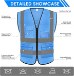 Reflective Safety Vest for Men Women with 5 Pockets and Zipper Front High Visibility
