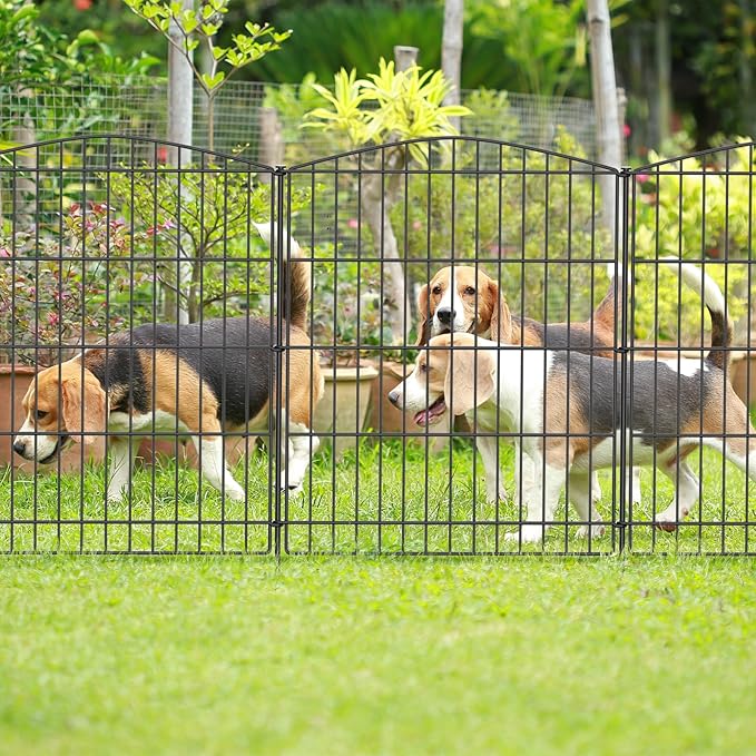 INJOPEXI Garden Fence 6 Panels 11.8ft (L)×30in (H) Decorative Garden Fences with 6 Panels Rustproof Wire No Dig Garden Fence Animal Barrier Fencing Outdoor for Backyard Patio - Without Fence Gate
