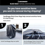 Sandbaggy Black Pallet Covers | Made in USA | Tarp Fits Large Pallets Up to 55" x 55" x 75" | Built w/ 6 Months UV Protection | Heavy Duty 1.5 Mil Thick Plastic (Pack of 10, 1.5 Mil Thick)