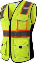 Safety Vest for women, Hi vis Reflective Lady Work vest With 9 Multi Pocket And Zipper