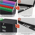 4 Pack Large File Organizer Boxes with Lids, Document Organizer Box with Mesh Pockets & Zippers for Letter/Legal Size Folders, Collapsible File Storage Box (Black, Without Folders)