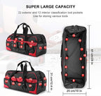 HAUTMEC 24" Large Pro Tool Bag, Heavy-Duty 1680D Double-Layer Fabric Wide Mouth Tool Bag with Metal Frame & Thickened Base, Padded Shoulder Strap & Rotary Buckle, 36 Pockets & Level Holder - HT0284