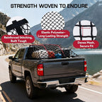 Cargo Net for Pickup Truck Bed, Stretchable 4'x4' to 7'x7' Fine Mesh Elastic Net Set with Heavy-Duty Iron Hooks & 2 Tie-Down Straps, Secure Truck Bed Cargo Netting for Pickup and Trailer Transport