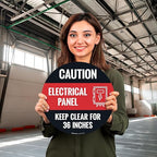 Caution Electrical Panel Circle Floor 10x10 inches, Floor Decal Anti-Slip Adhesive Floor Sign Made in USA