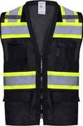 ProtectX 6 Pockets High Visibility Safety Vest for Men Women Class 2 Reflective Hi Vis Work Construction Vest