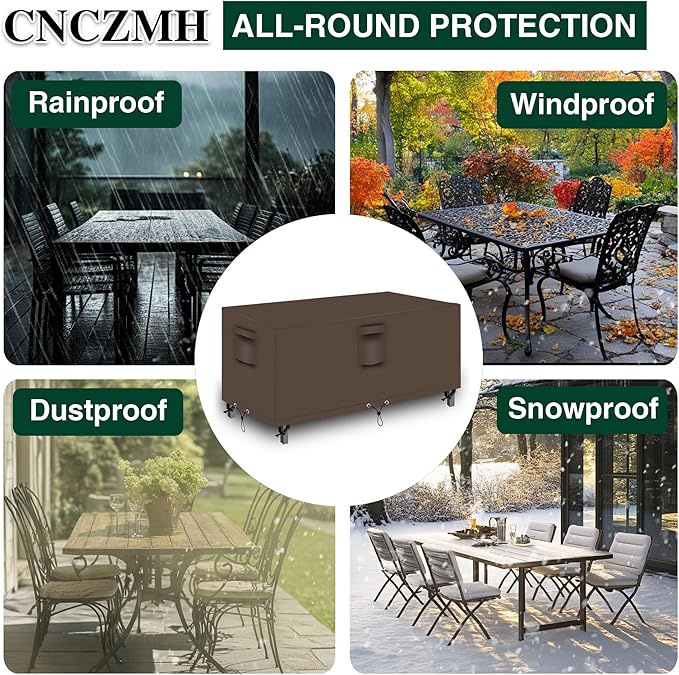 Heavy Duty Patio Furniture Covers Waterproof, 600D Outdoor Furniture Cover Waterproof for Sectional Sofa Couch, Outdoor Dining Table and Chair Set Covers 126''L x 64''W x 28''H, Brown