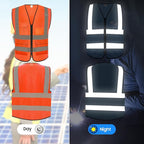Reflective Safety Vest for Men Women with 5 Pockets and Zipper Front High Visibility
