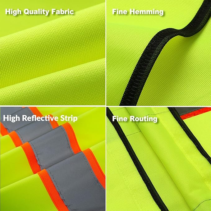 BeautyWill Custom Safety Vest Logo Class 2 High Visibility Reflevtive Vest Outdoor Protective Workwear