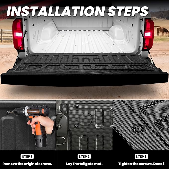 LASFIT Truck Tailgate Mat 2015-2022 for Chevrolet Chevy Colorado & GMC Canyon, All Weather TPE Tailgate Protector Liner for Chevy Colorado/GMC Canyon Tailgate Accessories (Not Fit Drop-in Liners)