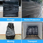 Black Pallet Wrap Stretch Film: 4 Pack Moving Wrapping Plastic Roll with 2 Handles, 18" Strength up to 800%, 80 Gauge Thick Shrink Wrap Roll for Pallet Packaging, Transportation, Stability, Protection