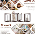 JSB 96-inch Extra Wide 30-inch Tall Dog gate with Door Walk Through, Freestanding Pet Gate for Halls, Stairs & Home, Pet Puppy Safety Dog Fence with 2PCS Support Feet (Espresso)