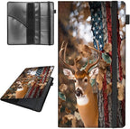 Car Registration and Insurance Holder,Leather Vehicle Glove Box Organizer Wallet for Document,Perfect for any Car,Truck,Motorcycle,Driver License,Trailer or Boat,Men & Women,American Deer Flag