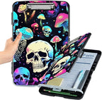 File Clipboard Storage with Pen Holder High Capacity Plastic Nursing Clipboards File Folder Storage Box Clipboard with Heavy Duty Clips for Teacher,Doctor,Offices-Mushroom Skull