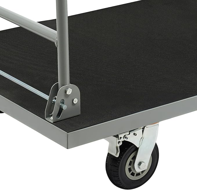 Heavy Duty Foldable Platform Truck Cart with 4 Wheels,44'' L x 28'' W Steel Rolling Flat Cart Push Cart Dolly Large Hand Truck Dolly 2500LBS Capacity Moving Hand Dolly for Groceries,Garage,Warehouse